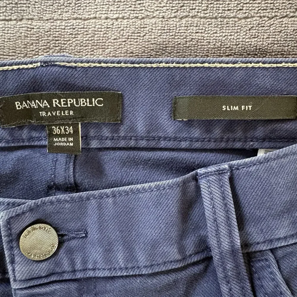 Banana Republic Men's Traveler Navy Blue Slim Fit Jeans Size 36x34 Fit 36x33